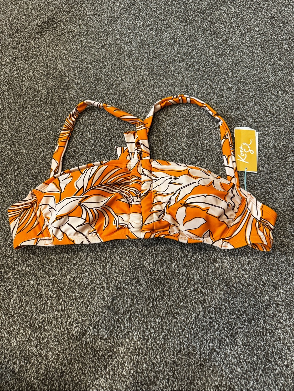 Kona Sol Orange Floral Bikini Top